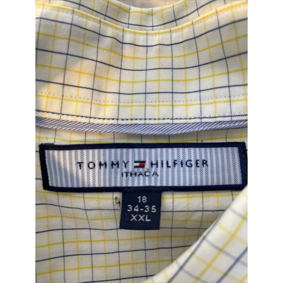 Tommy Hilfiger Shirt Size XXL 2XL Mens Blue Yellow Boxed Long Sleeve Button Up - Picture 9 of 12